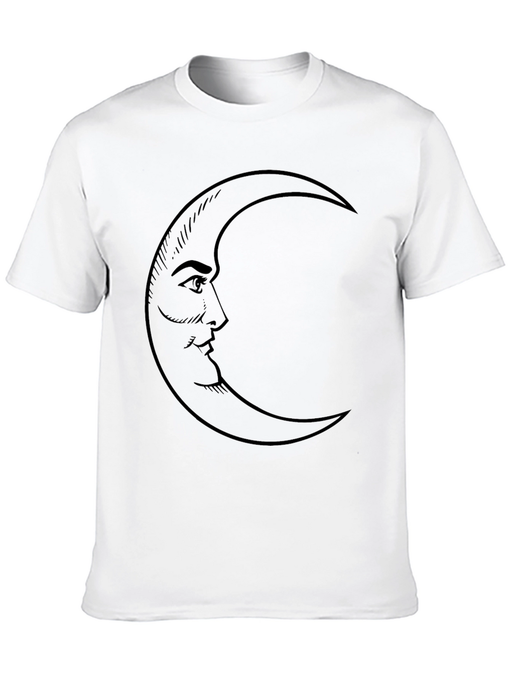 Moon Face Graphic Tee - Soft Black Cotton Blend