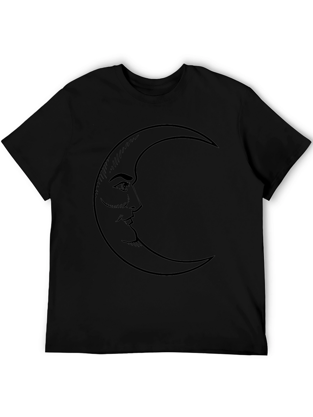 Moon Face Graphic Tee - Soft Black Cotton Blend