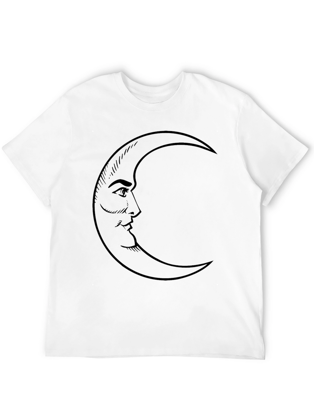 Moon Face Graphic Tee - Soft Black Cotton Blend