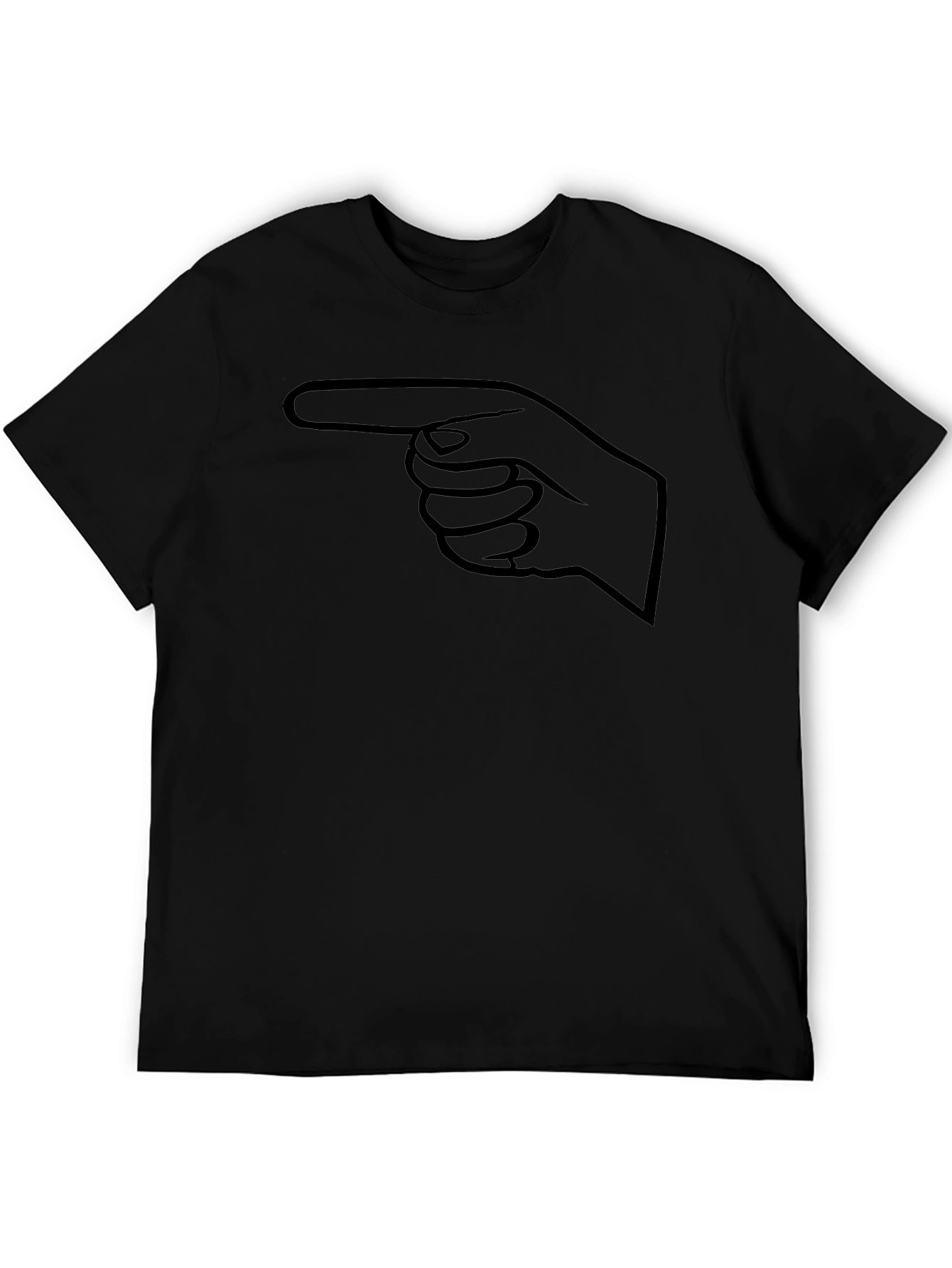 Pointing Finger Graphic Tee - Black Cotton