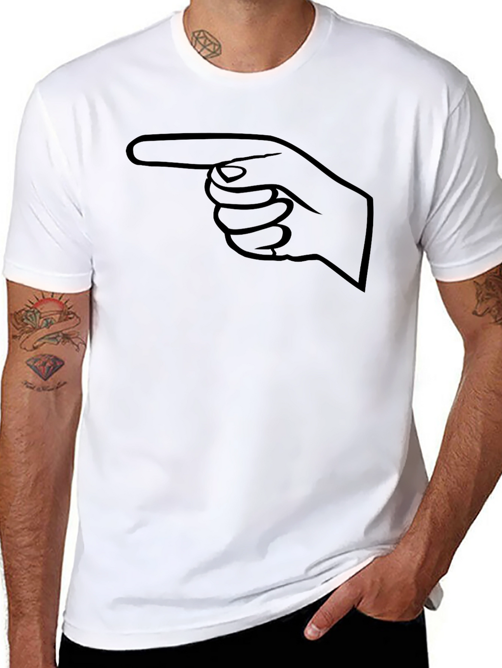 Pointing Finger Graphic Tee - Black Cotton
