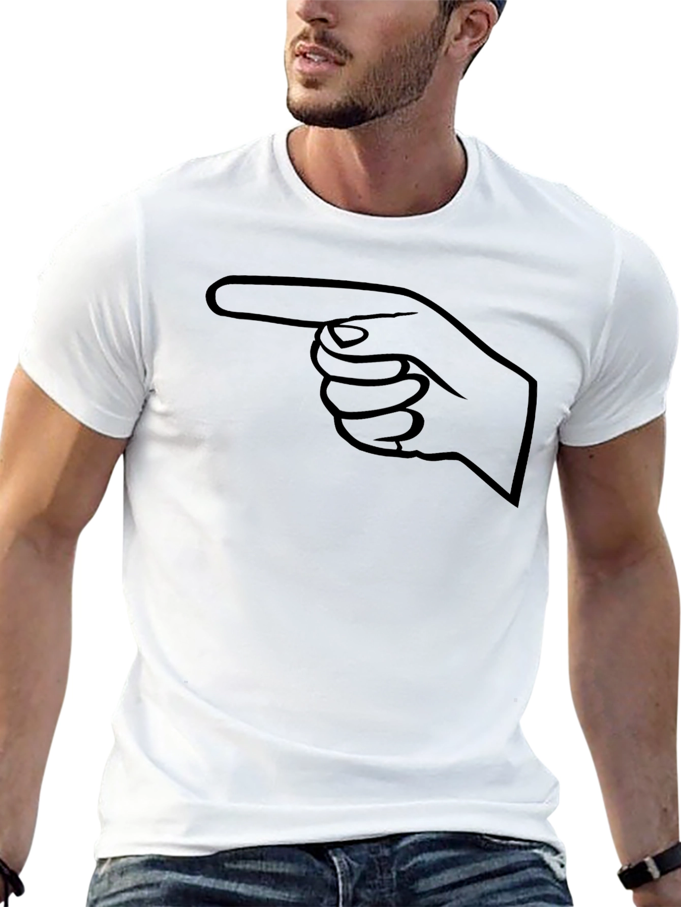 Pointing Finger Graphic Tee - Black Cotton