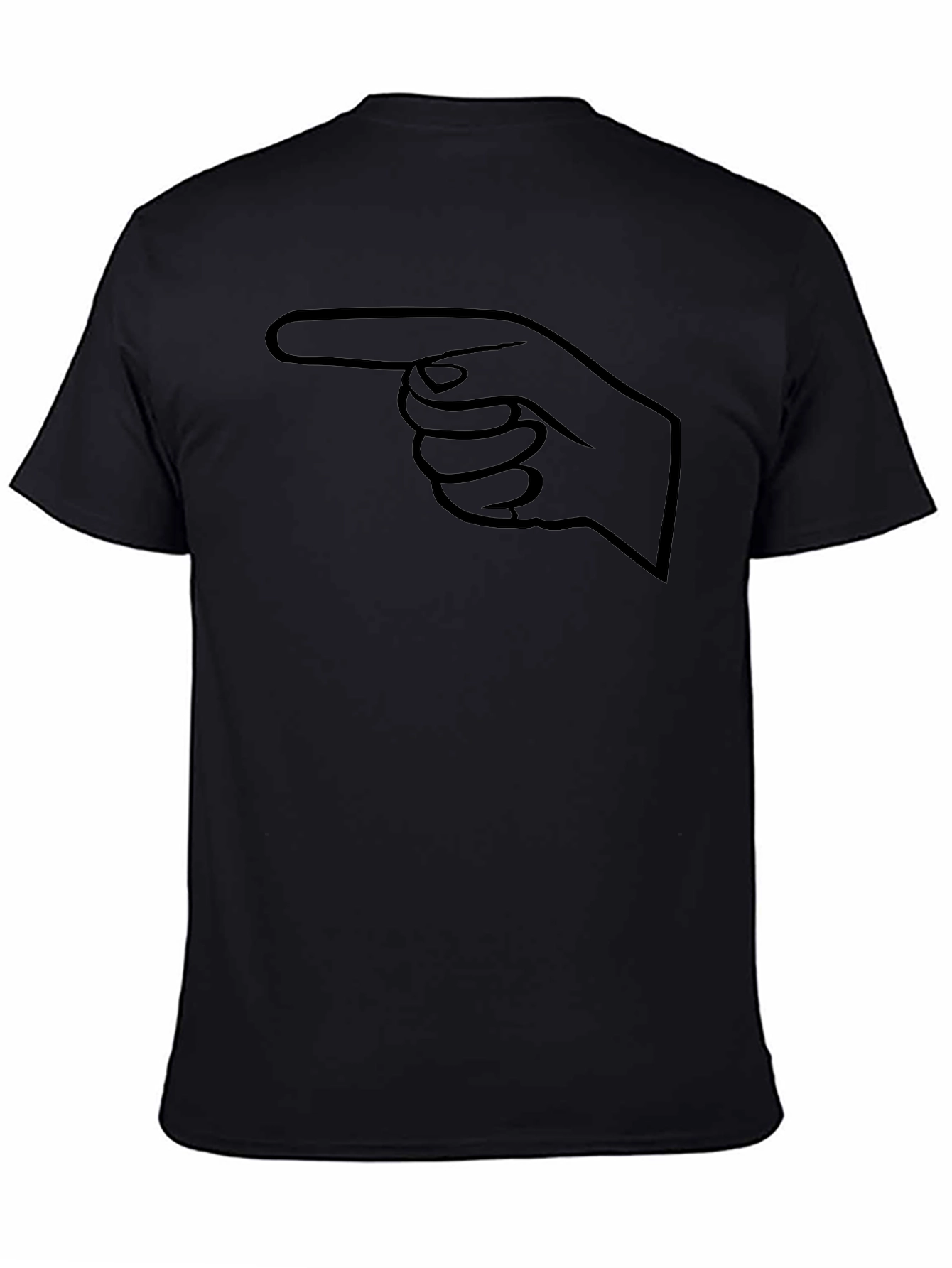 Pointing Finger Graphic Tee - Black Cotton