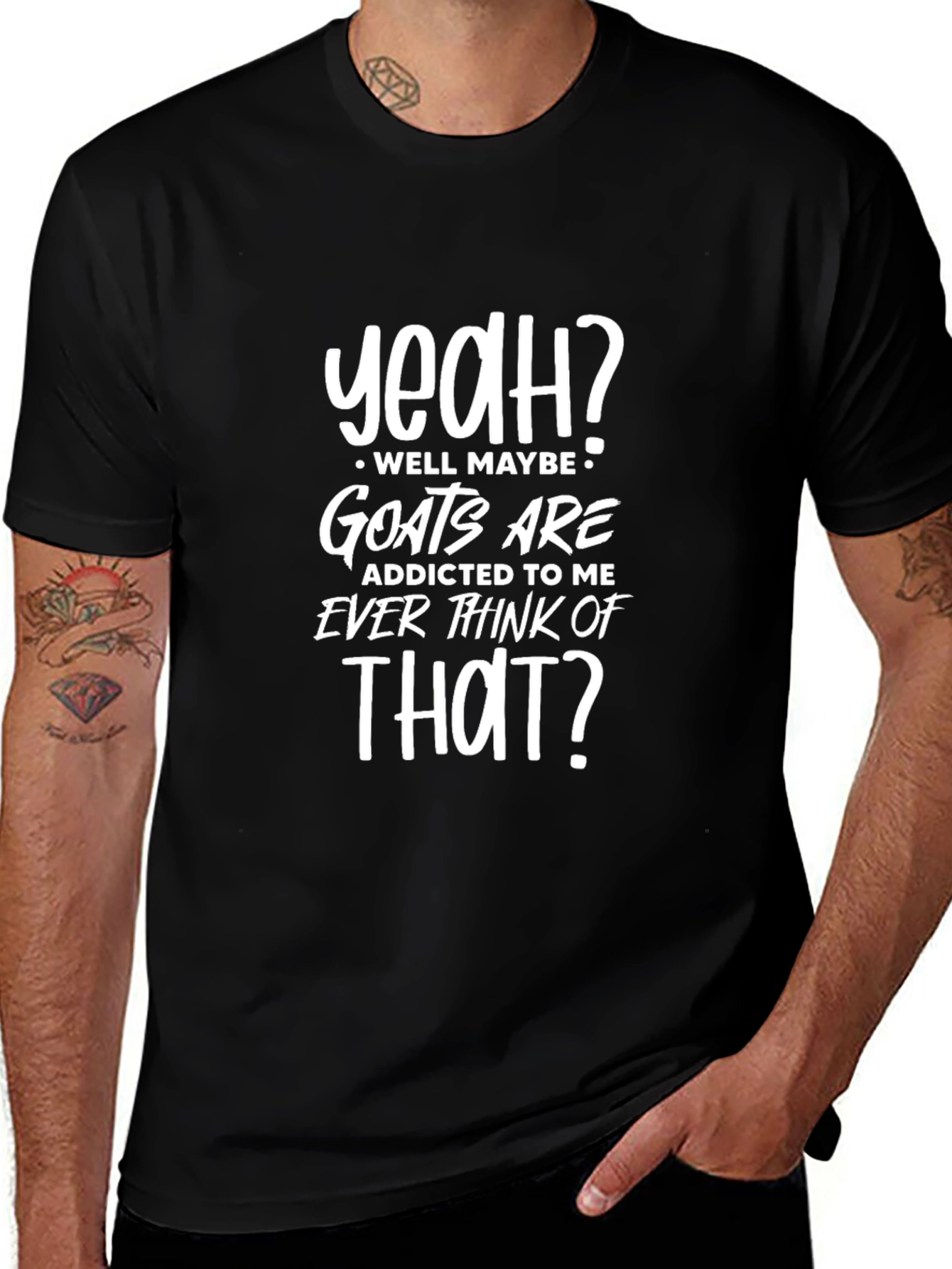 Funny Goat Addicted To Me Graphic T-Shirt