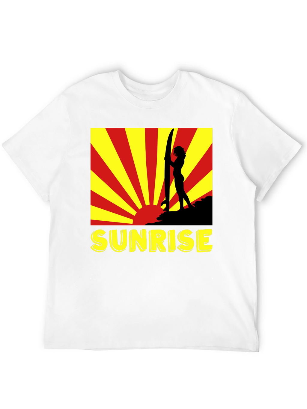 Sunrise Surfer Graphic Tee - Black Cotton T-Shirt