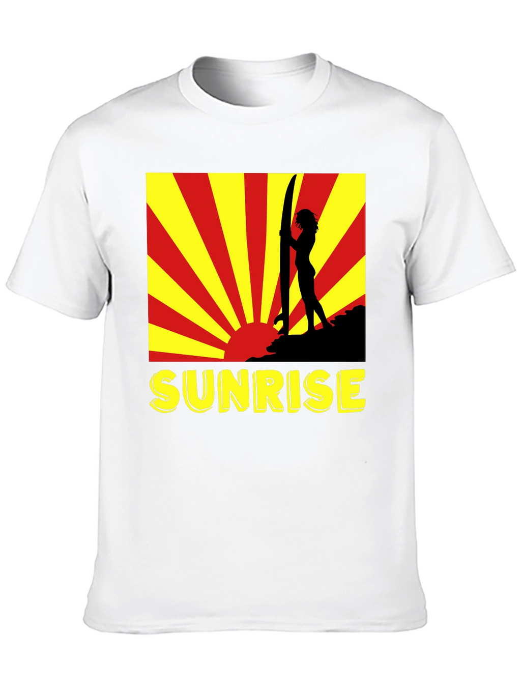 Sunrise Surfer Graphic Tee - Black Cotton T-Shirt
