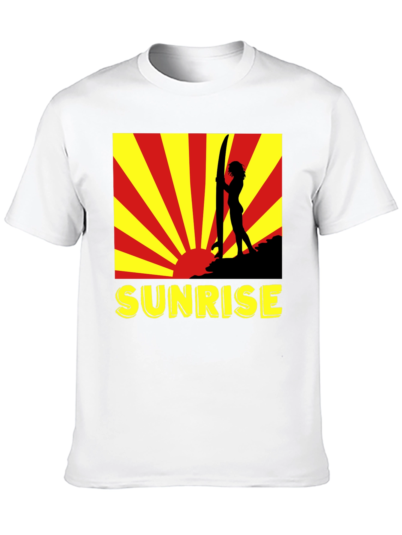 Sunrise Surfer Graphic Tee - Black Cotton T-Shirt