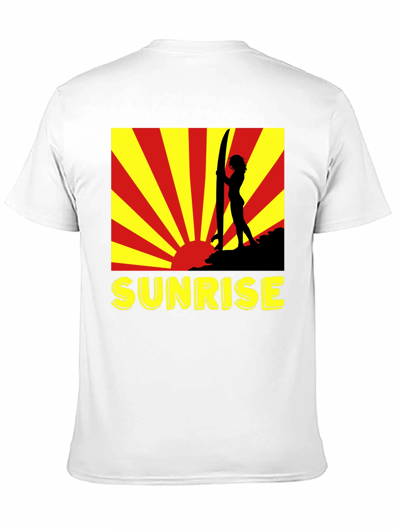 Sunrise Surfer Graphic Tee - Black Cotton T-Shirt