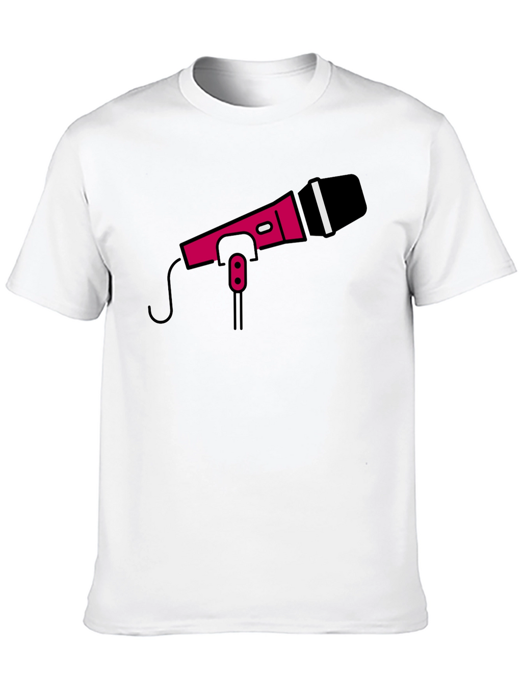 Retro Microphone Graphic Tee - Black Crew Neck