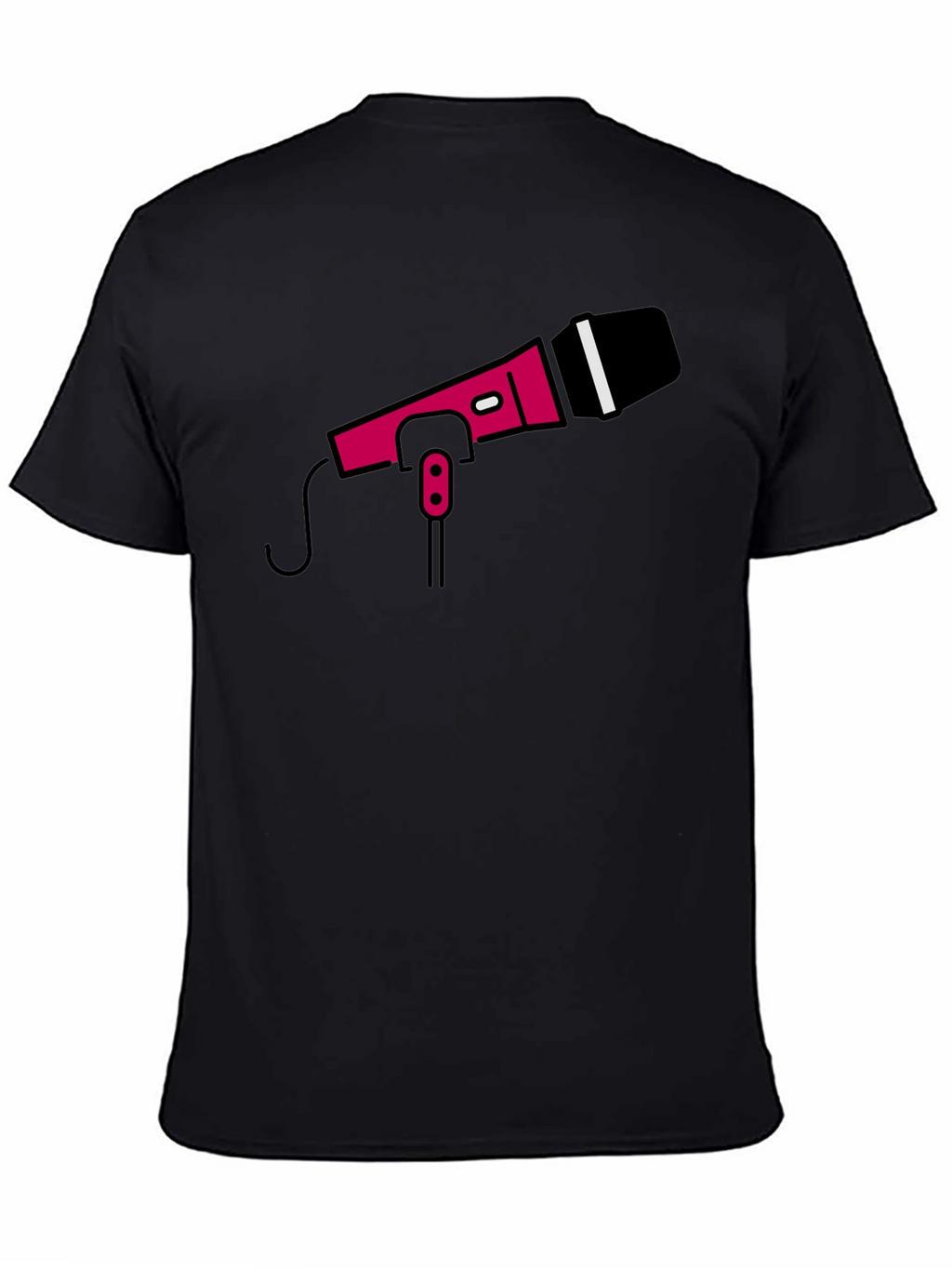 Retro Microphone Graphic Tee - Black Crew Neck