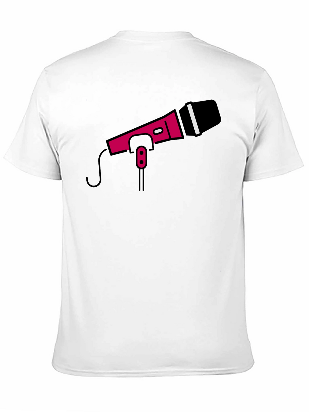 Retro Microphone Graphic Tee - Black Crew Neck