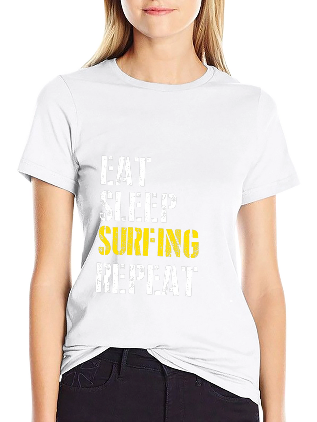 Eat Sleep Surfing Repeat Black T-Shirt