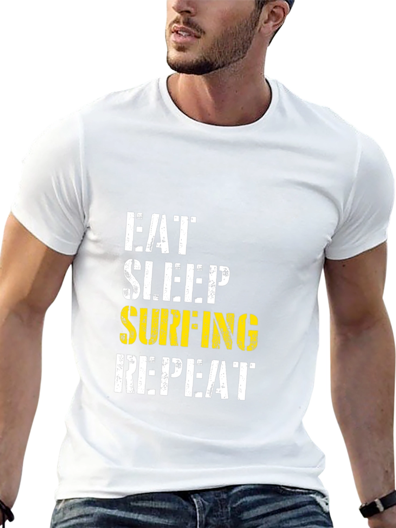 Eat Sleep Surfing Repeat Black T-Shirt