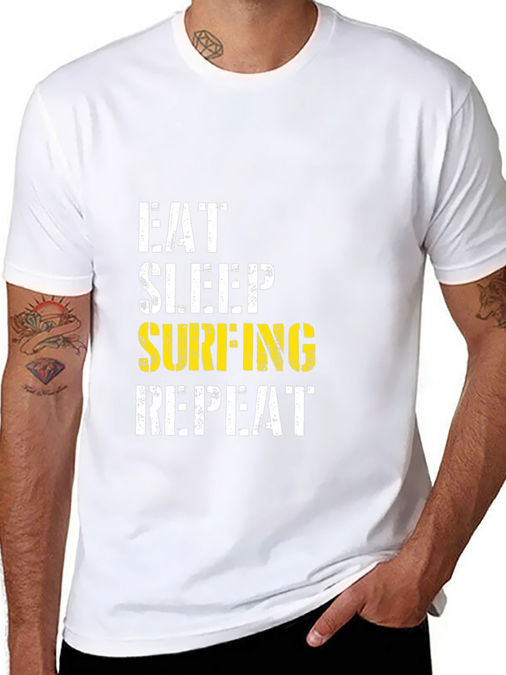 Eat Sleep Surfing Repeat Black T-Shirt