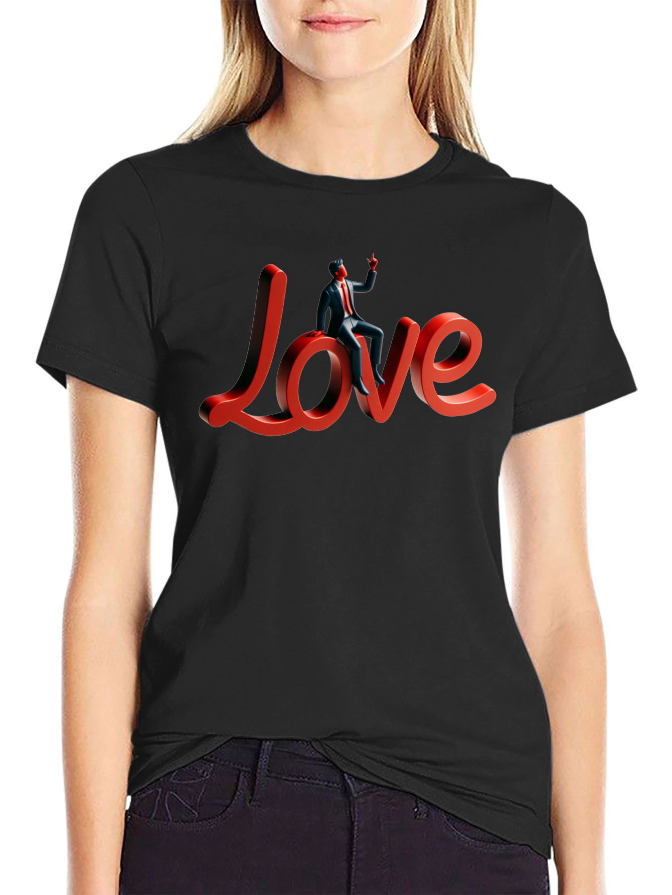 Love T-Shirt with Figure Stylish Graphic Tee