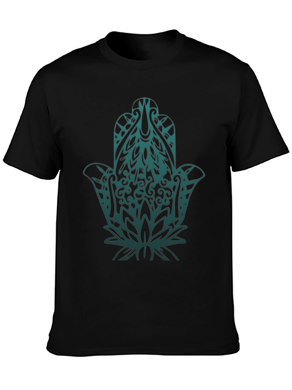Hamsa Hand Graphic Print Black T-Shirt