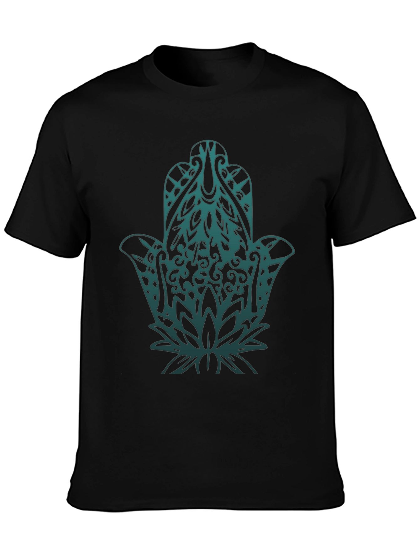 Hamsa Hand Graphic Print Black T-Shirt