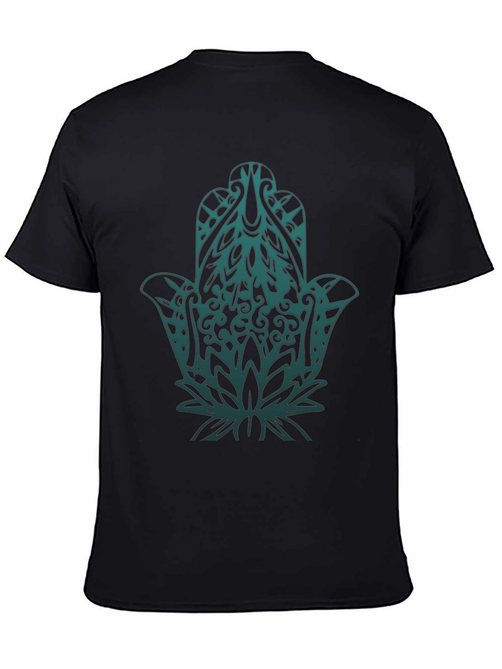 Hamsa Hand Graphic Print Black T-Shirt
