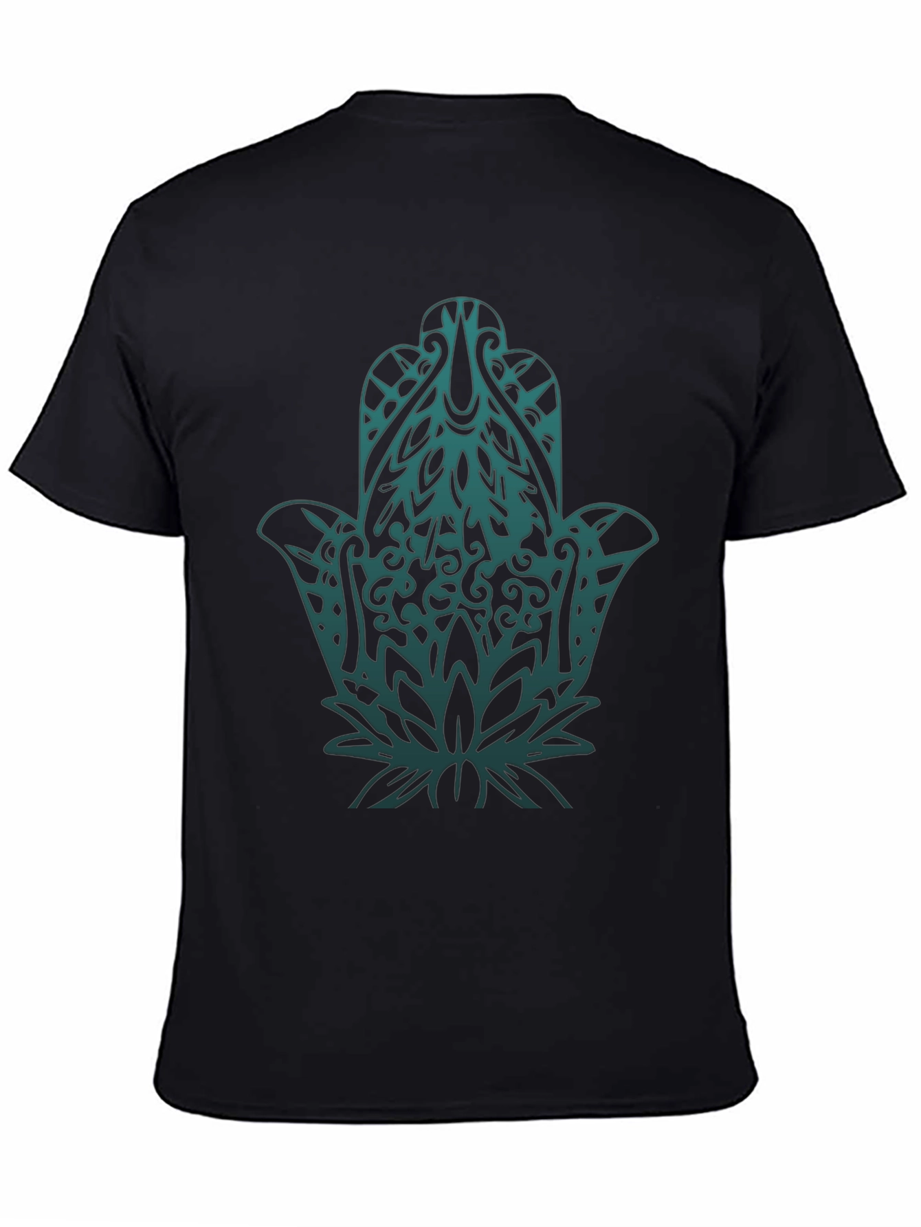 Hamsa Hand Graphic Print Black T-Shirt