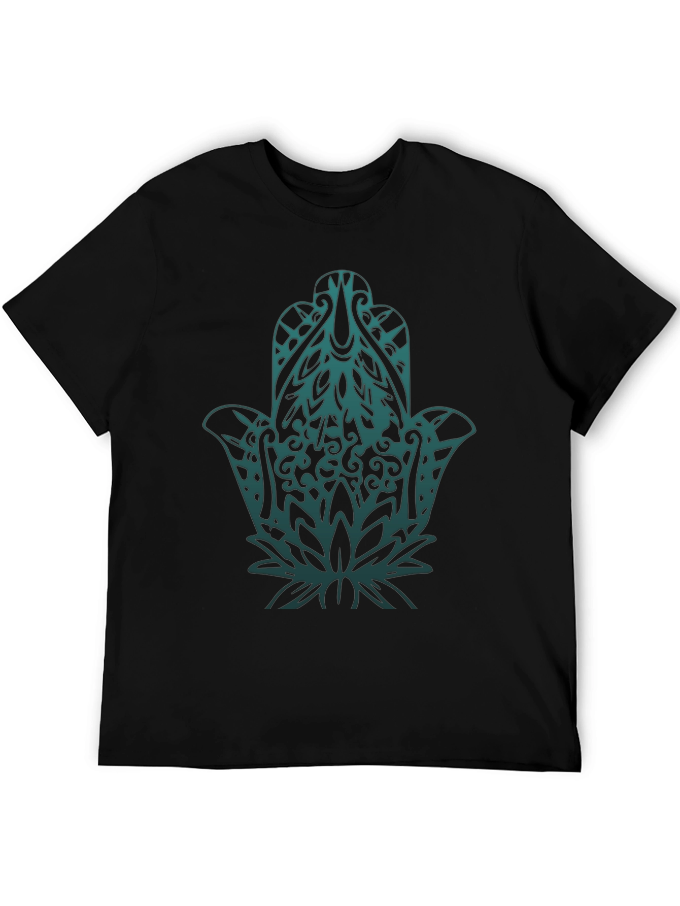 Hamsa Hand Graphic Print Black T-Shirt