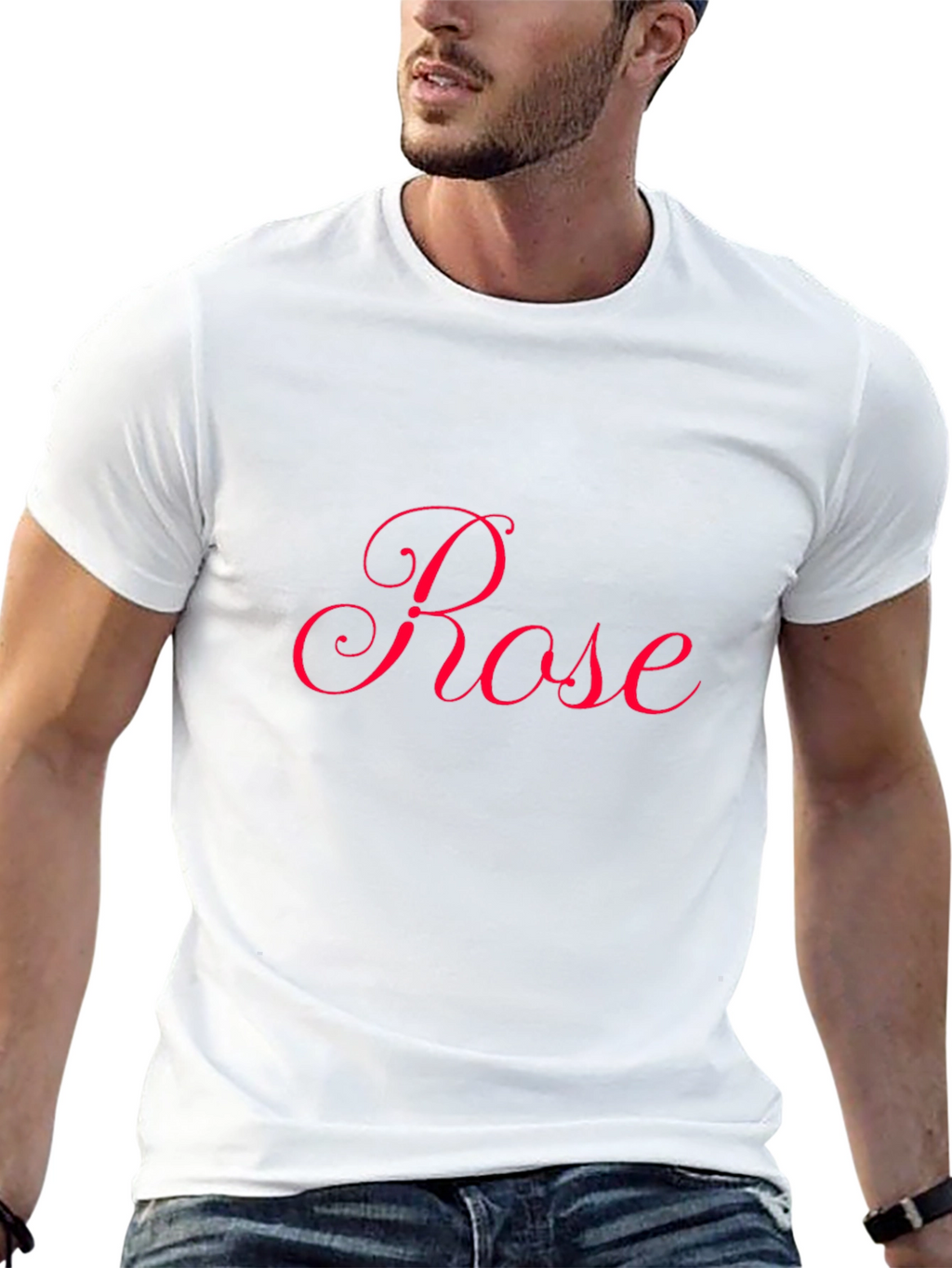 Rose Script Black T-Shirt - Stylish Casual Wear