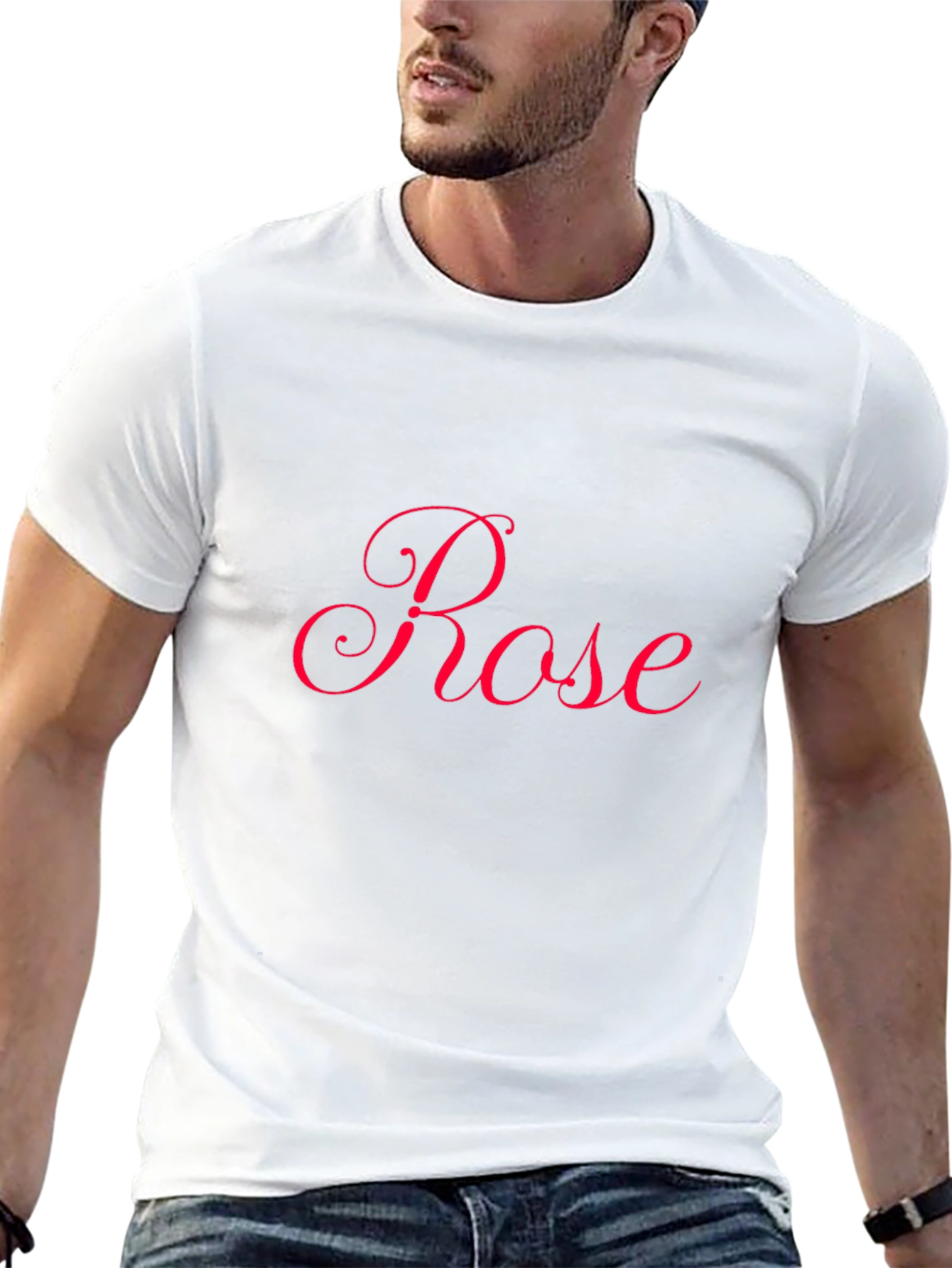 Rose Script Black T-Shirt - Stylish Casual Wear