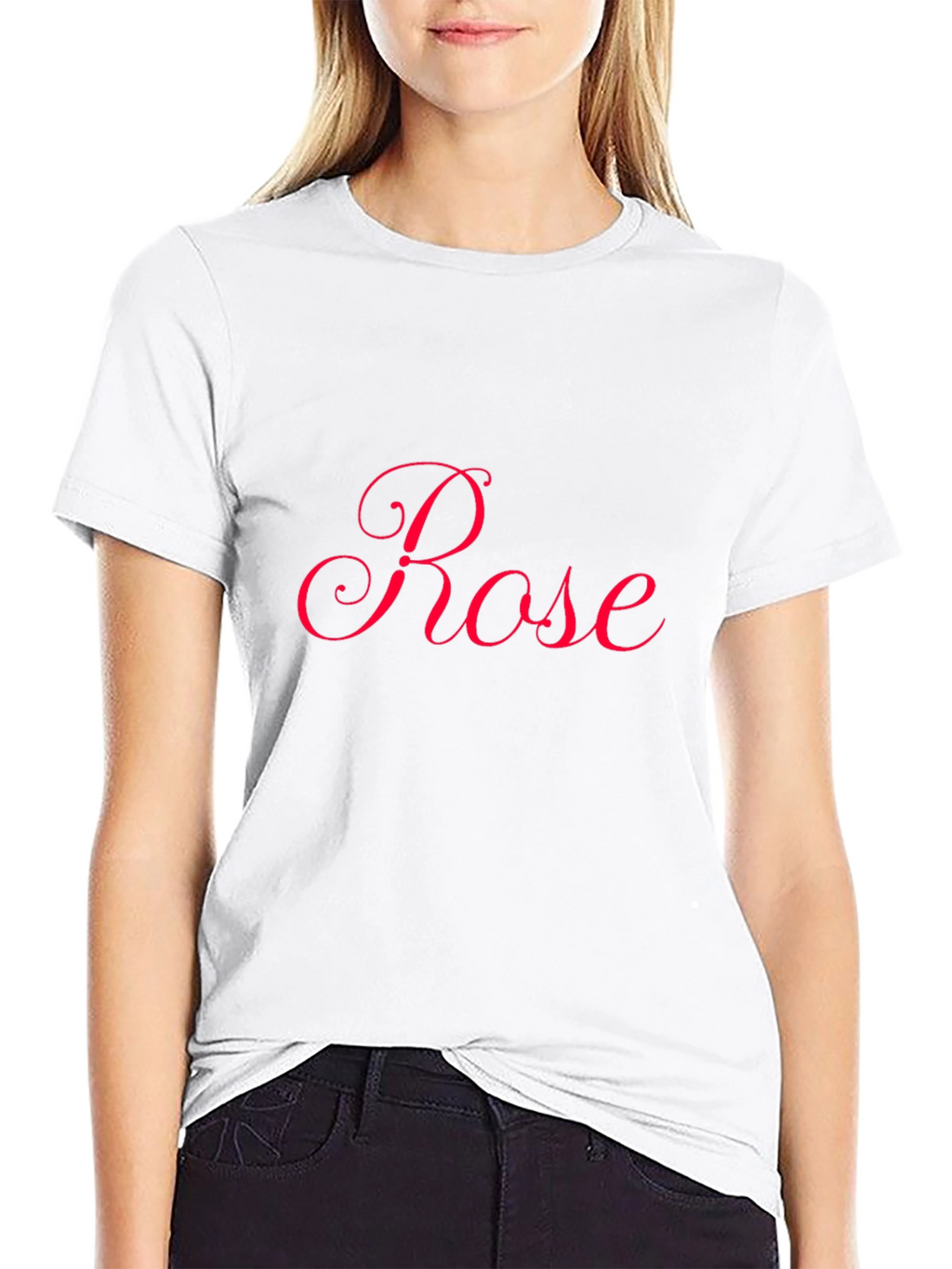 Rose Script Black T-Shirt - Stylish Casual Wear