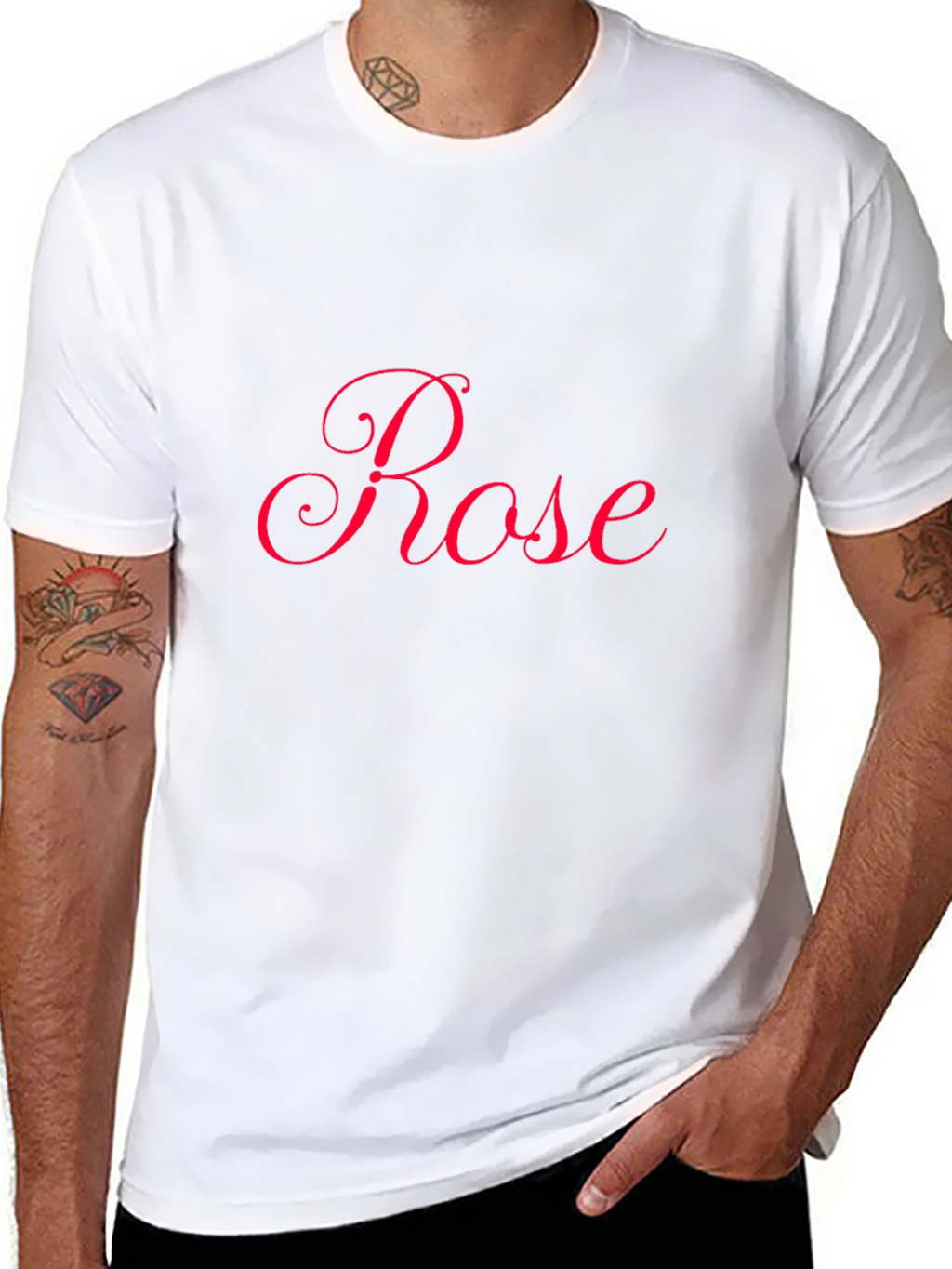 Rose Script Black T-Shirt - Stylish Casual Wear