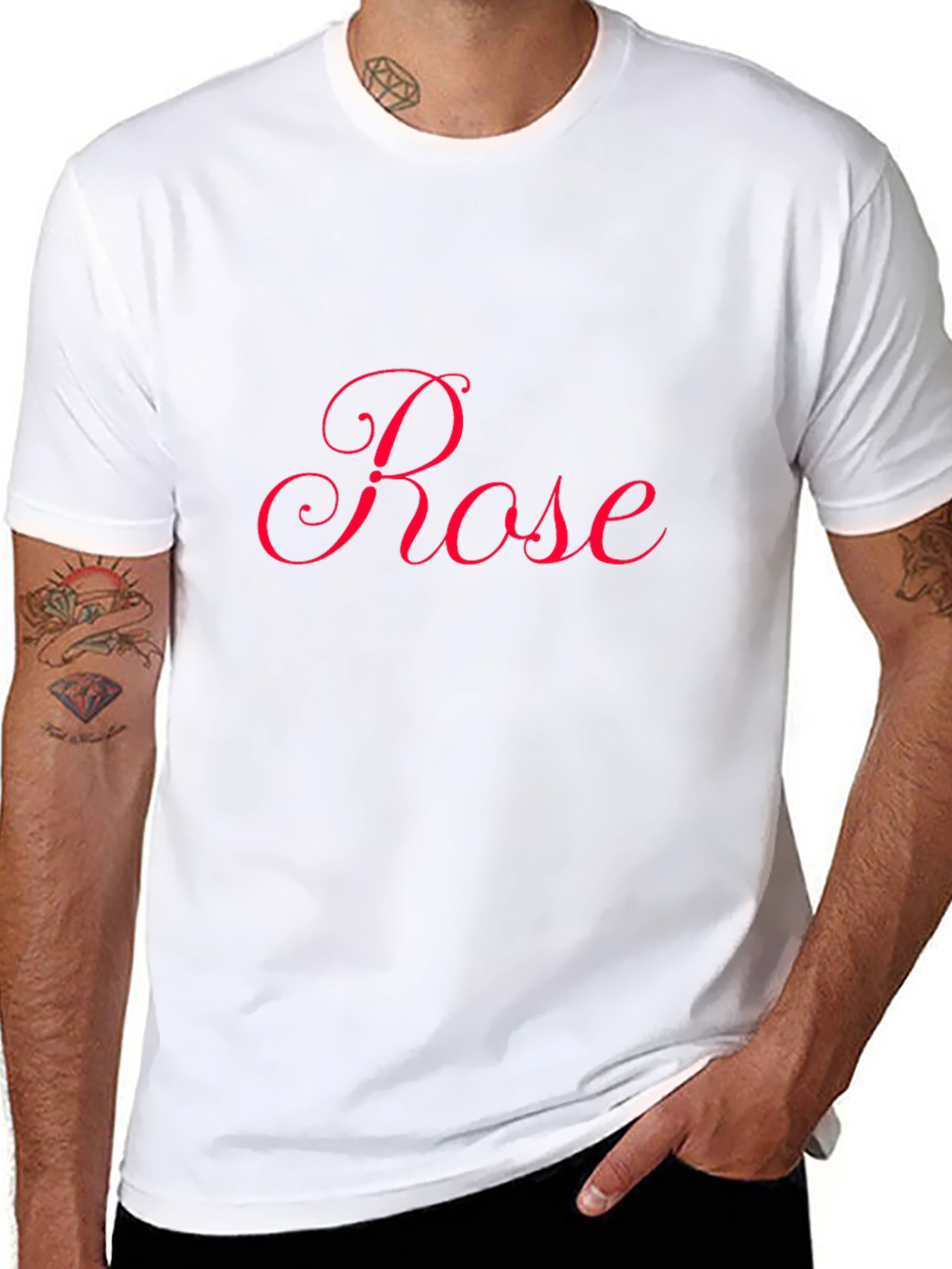 Rose Script Black T-Shirt - Stylish Casual Wear