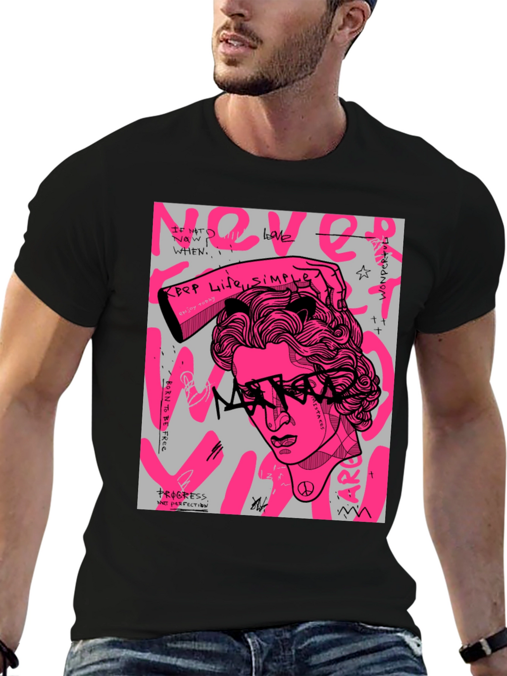 Edgy Graphic Print Tee - Artistic Streetwear