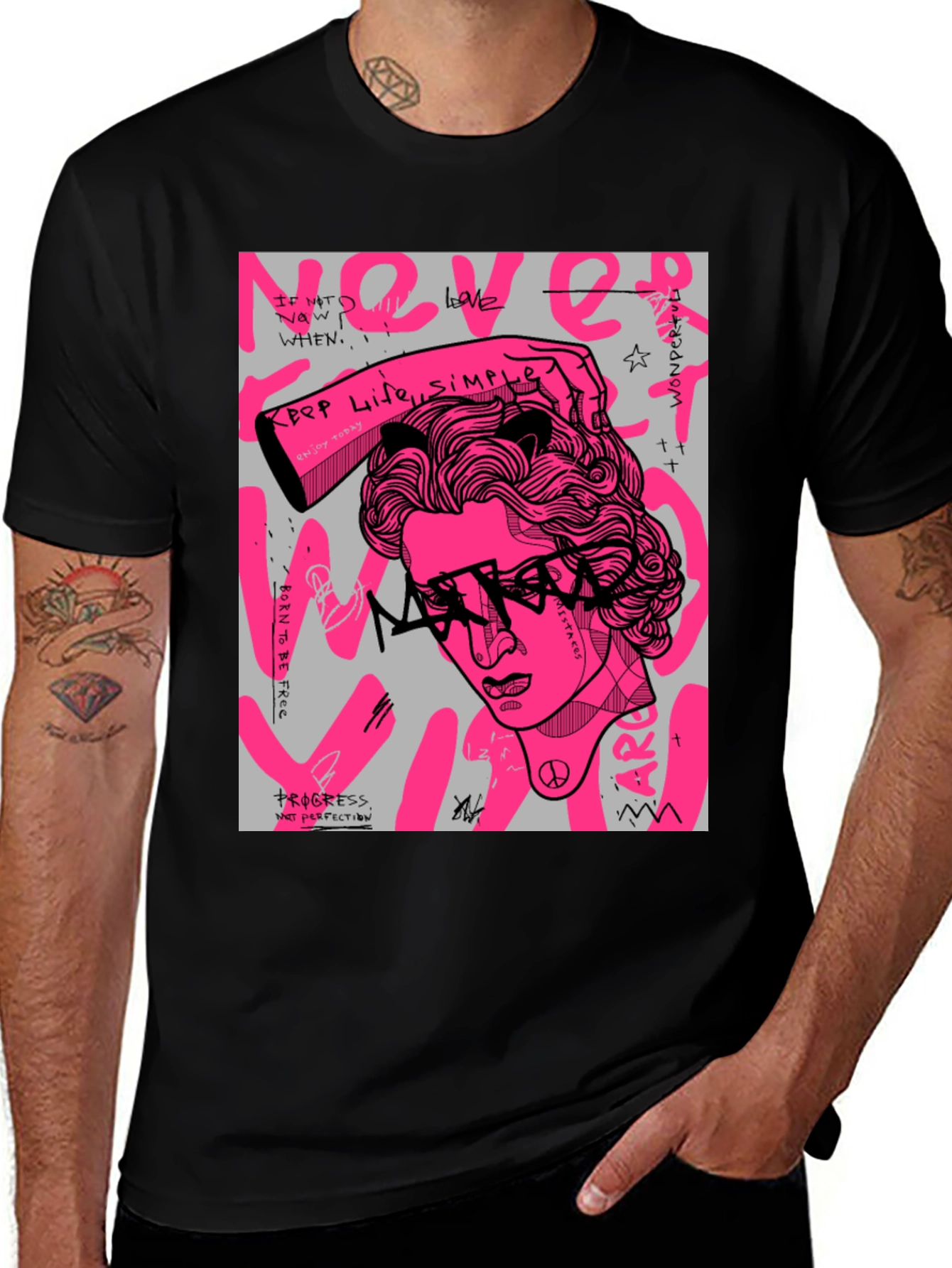 Edgy Graphic Print Tee - Artistic Streetwear