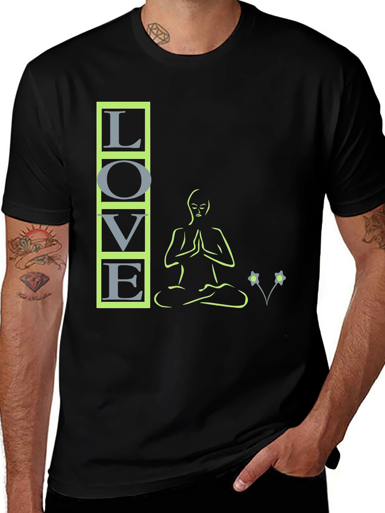 Love Meditation Black T-Shirt