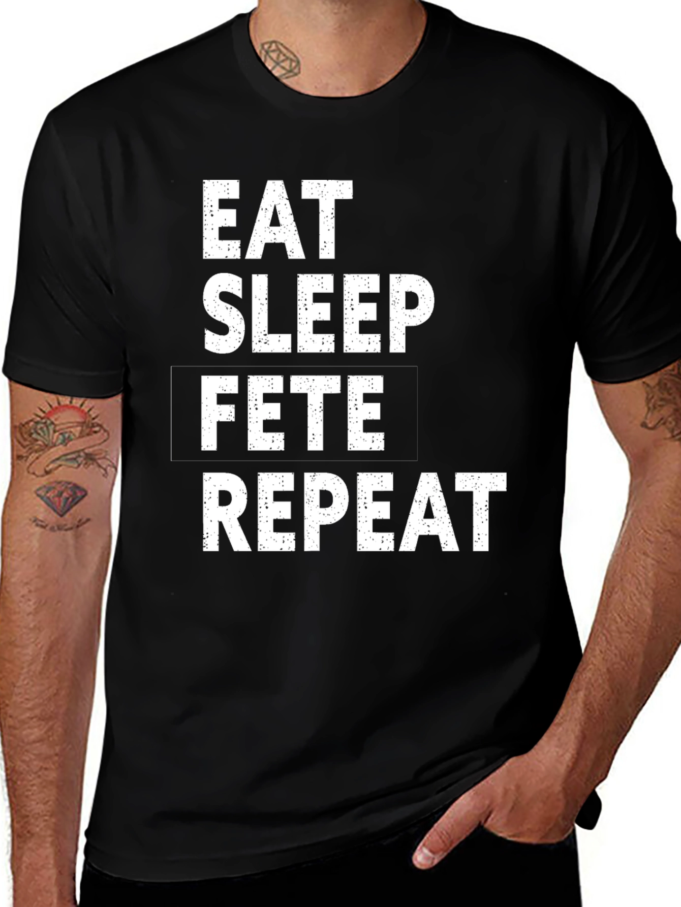 Eat Sleep Fete Repeat Black T-Shirt