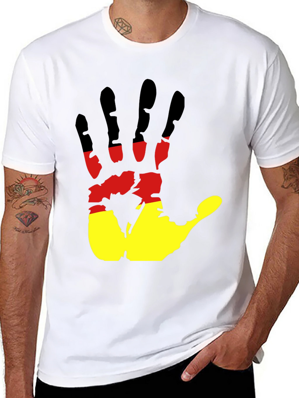 Germany Flag Handprint Black T-Shirt