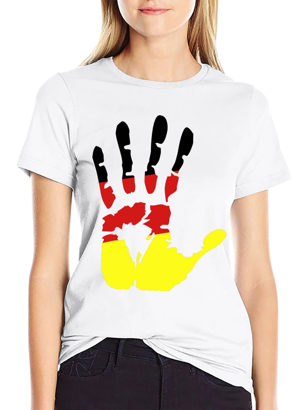 Germany Flag Handprint Black T-Shirt
