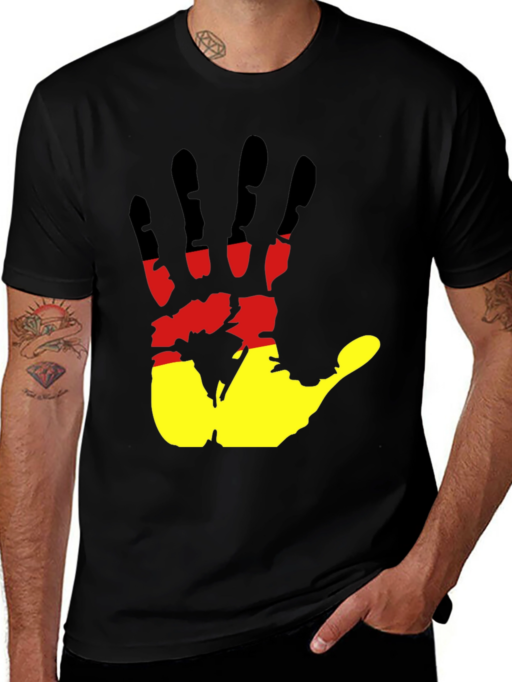 Germany Flag Handprint Black T-Shirt