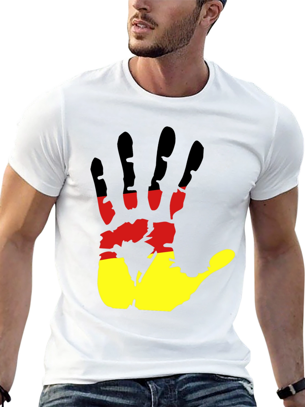 Germany Flag Handprint Black T-Shirt