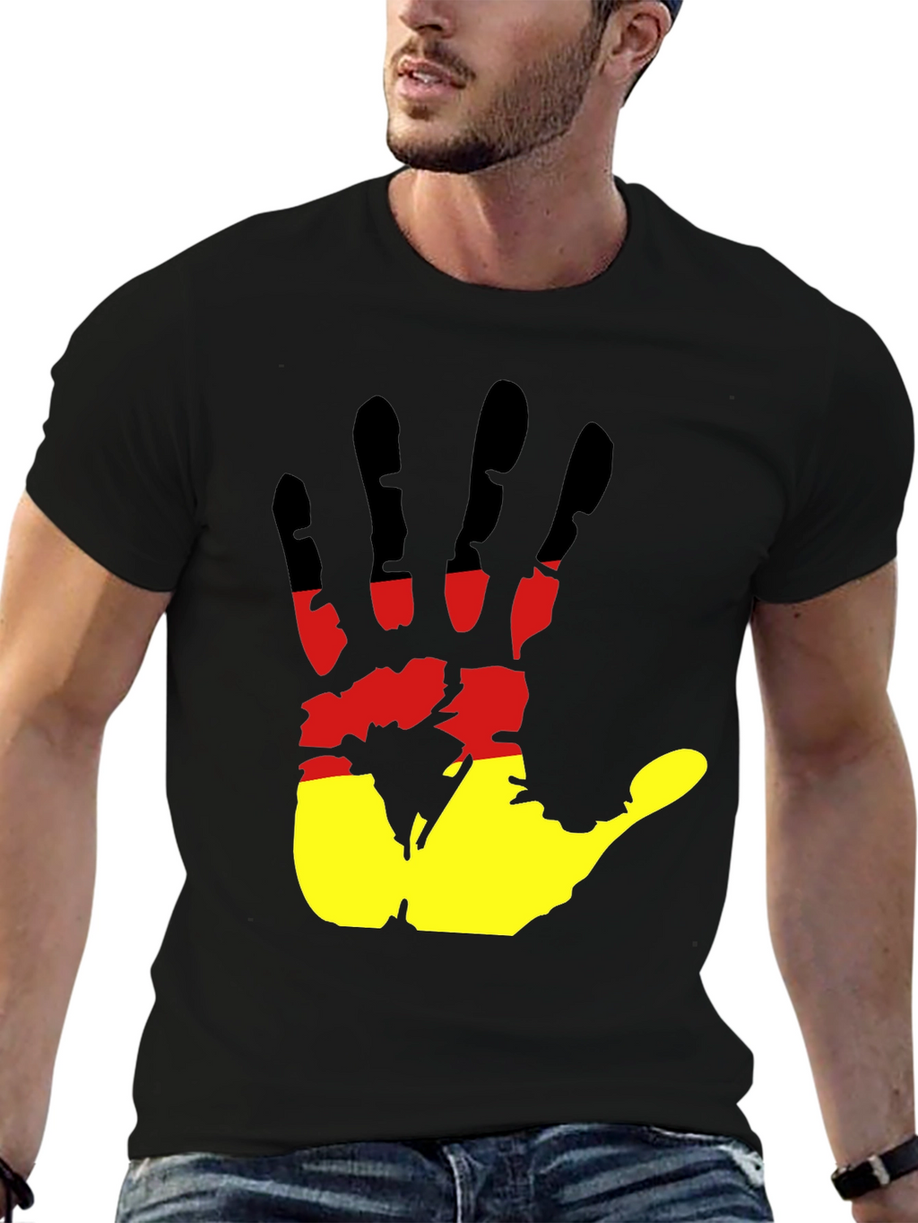 Germany Flag Handprint Black T-Shirt