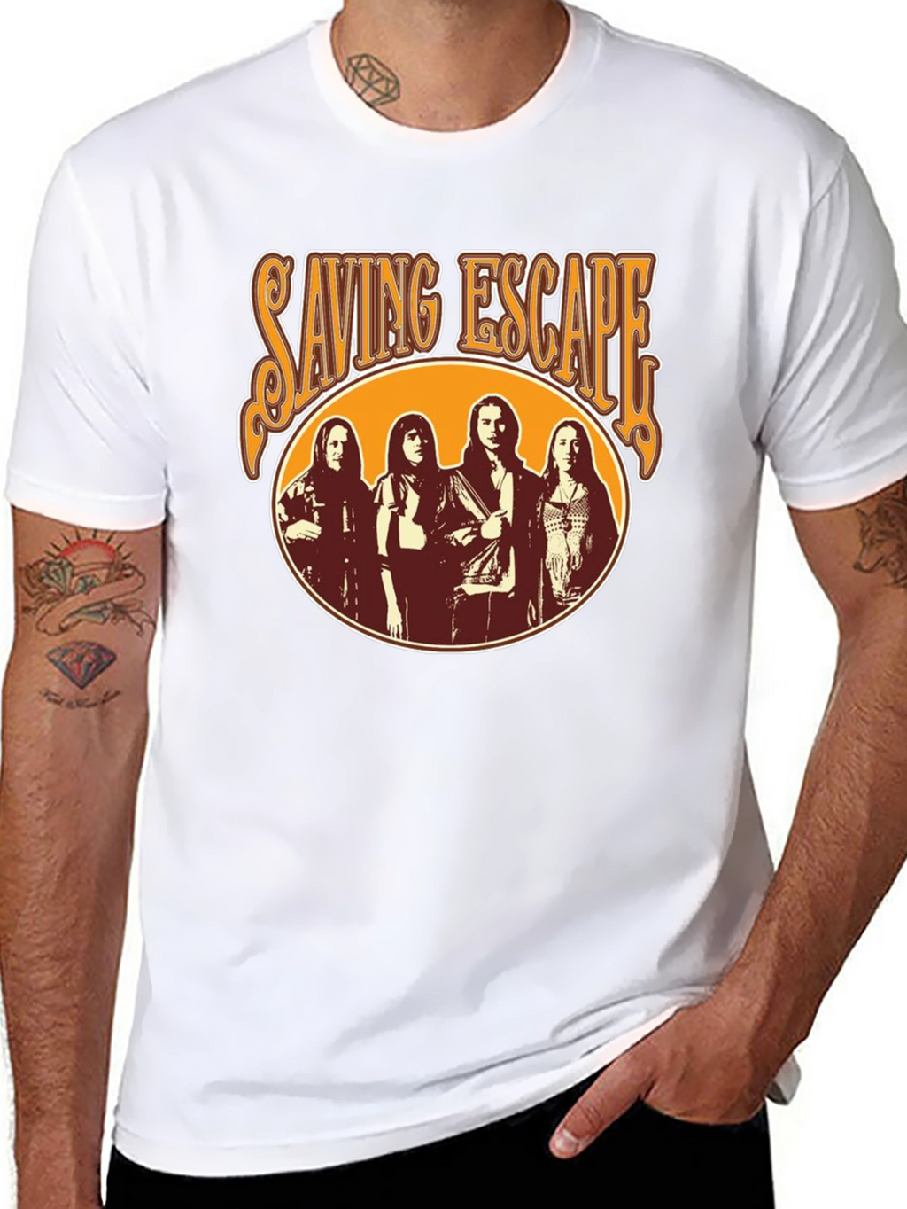 Saving Escape Band Black T-Shirt - Retro Rock Style