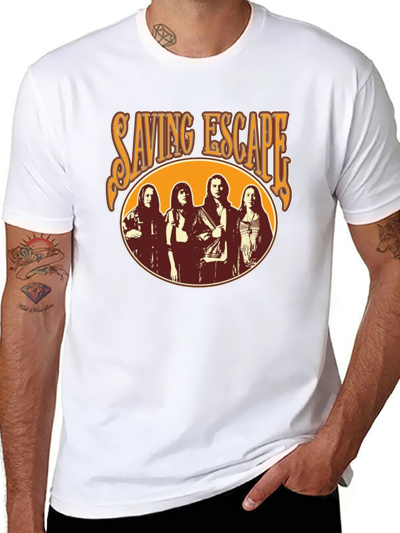 Saving Escape Band Black T-Shirt - Retro Rock Style