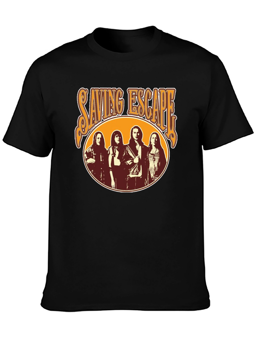 Saving Escape Band Black T-Shirt - Retro Rock Style