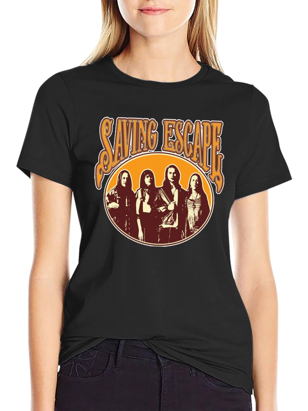Saving Escape Band Black T-Shirt - Retro Rock Style