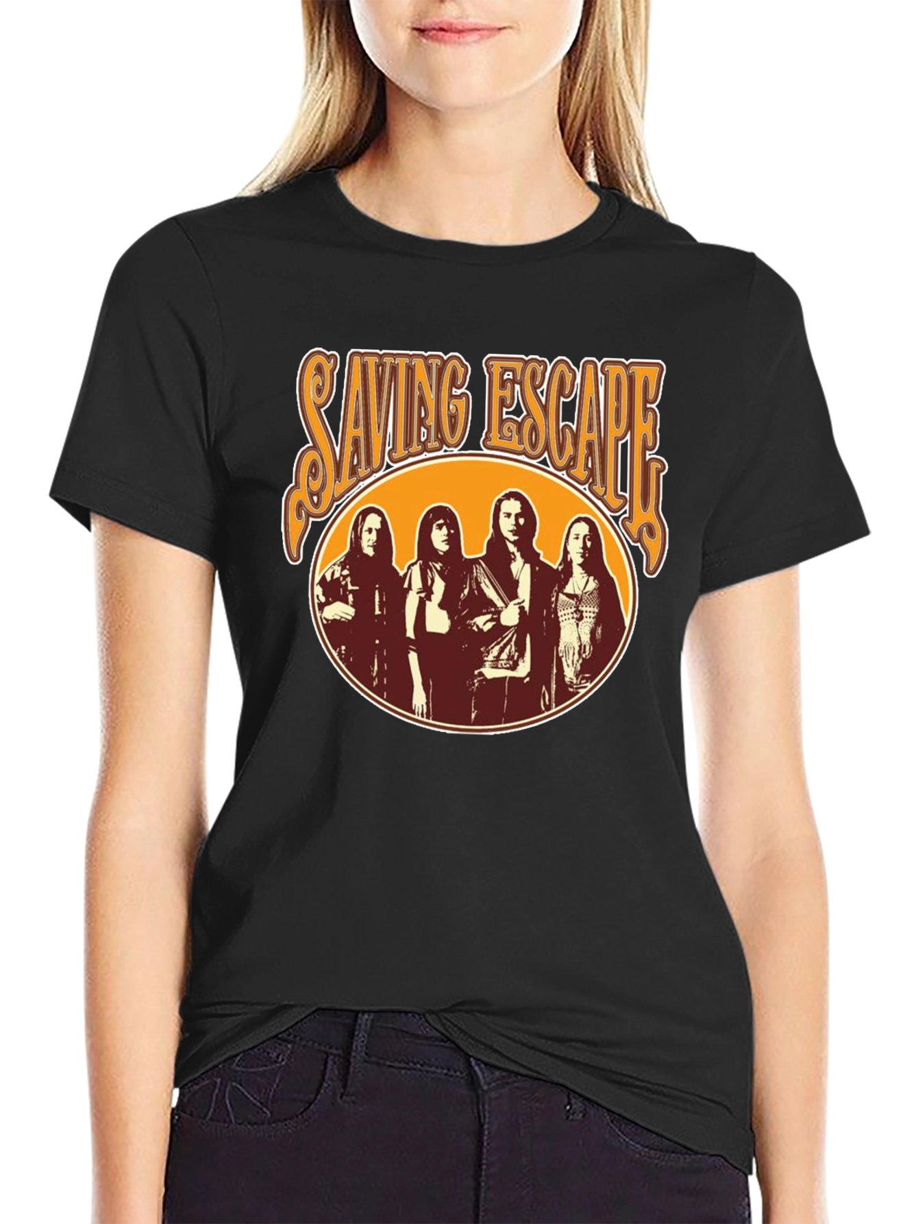 Saving Escape Band Black T-Shirt - Retro Rock Style