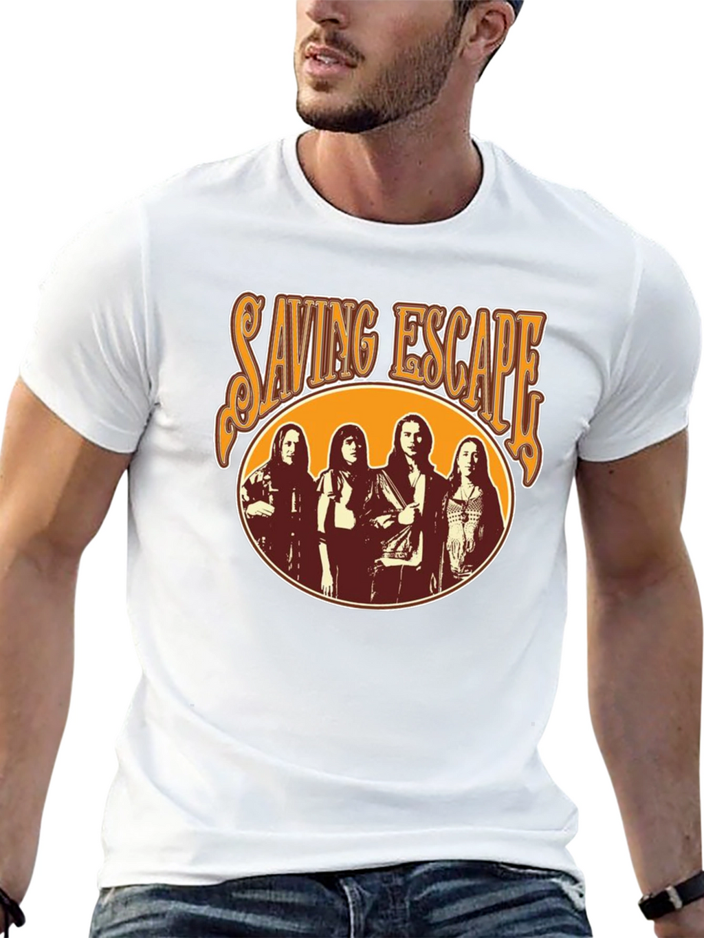 Saving Escape Band Black T-Shirt - Retro Rock Style
