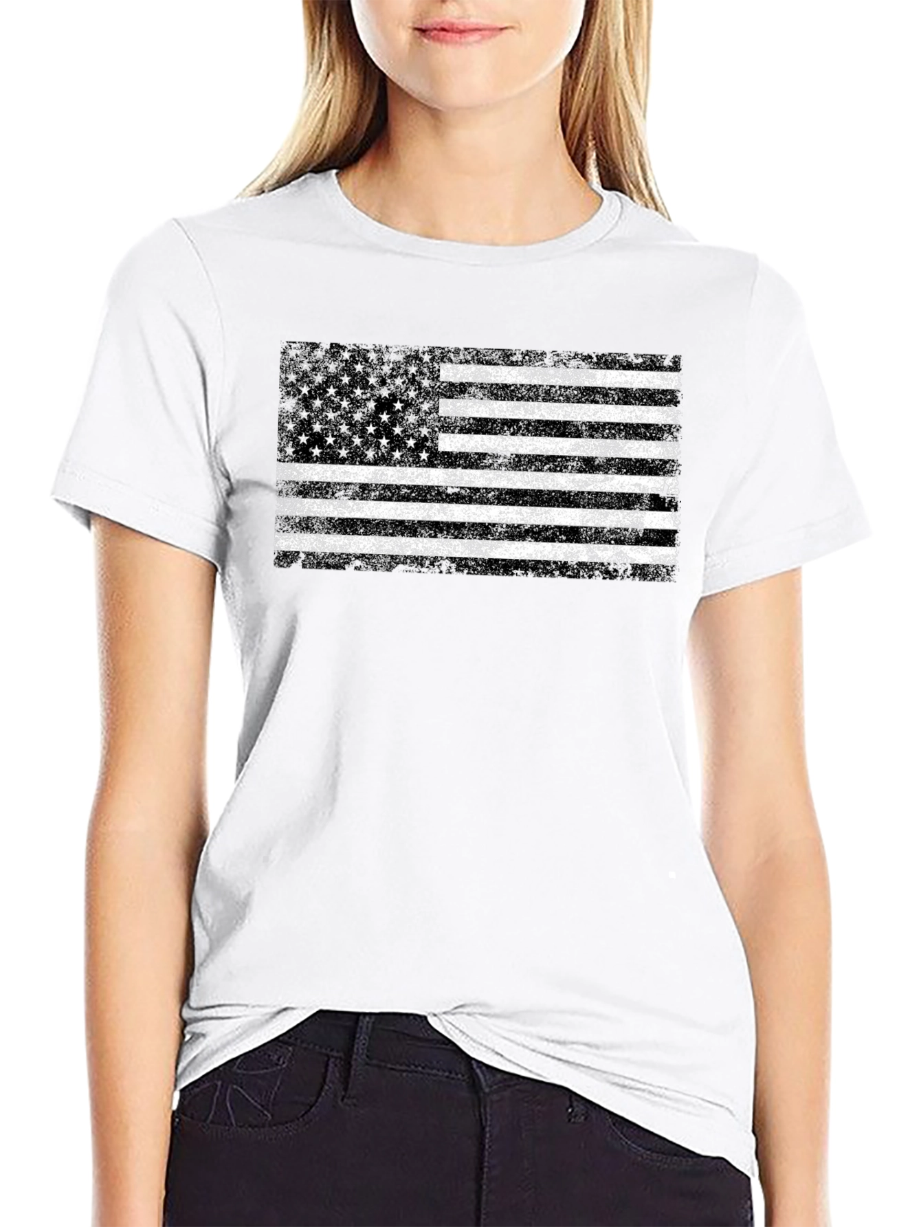 Distressed American Flag Graphic T-Shirt