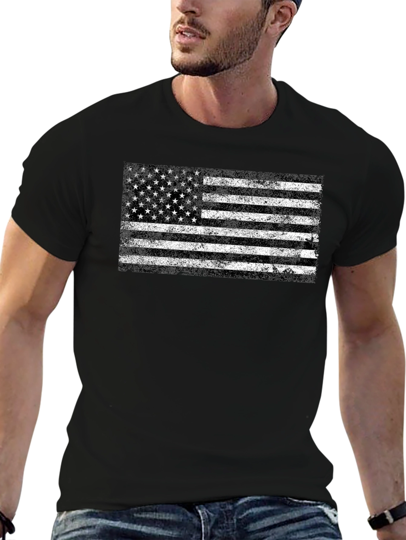 Distressed American Flag Graphic T-Shirt