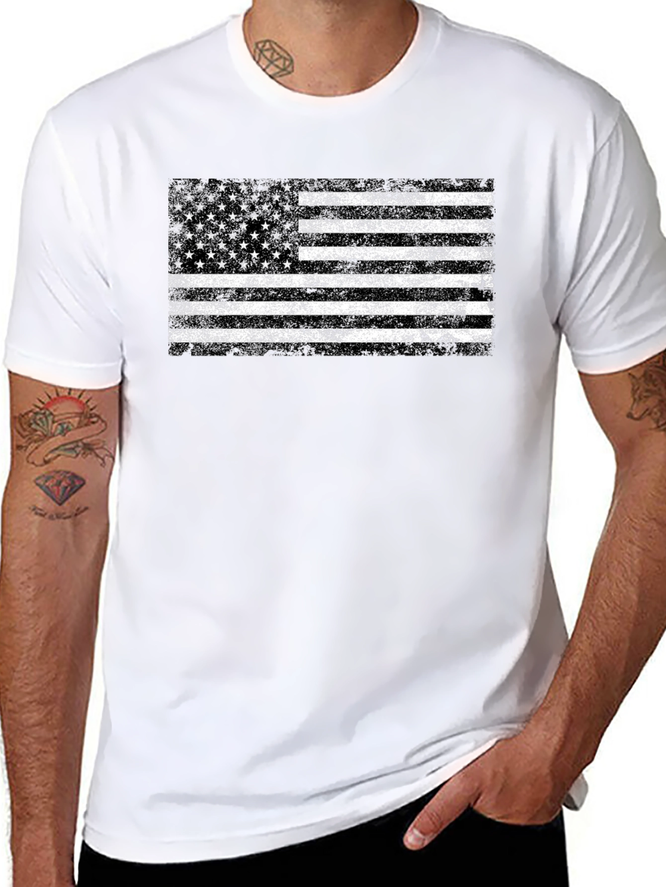 Distressed American Flag Graphic T-Shirt