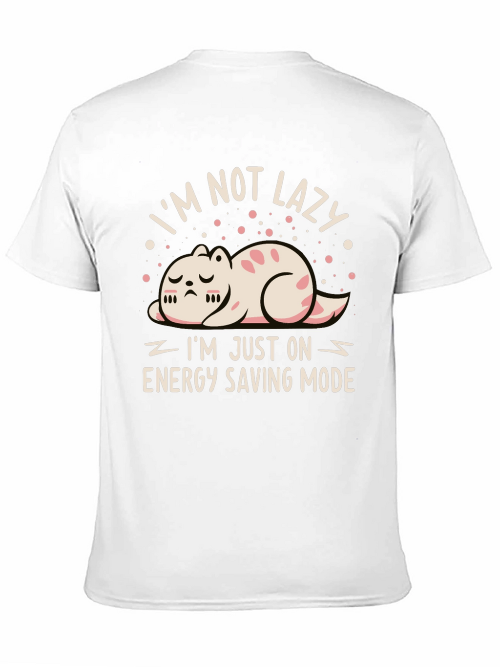 Funny Cat Energy Saving Mode Black T-Shirt