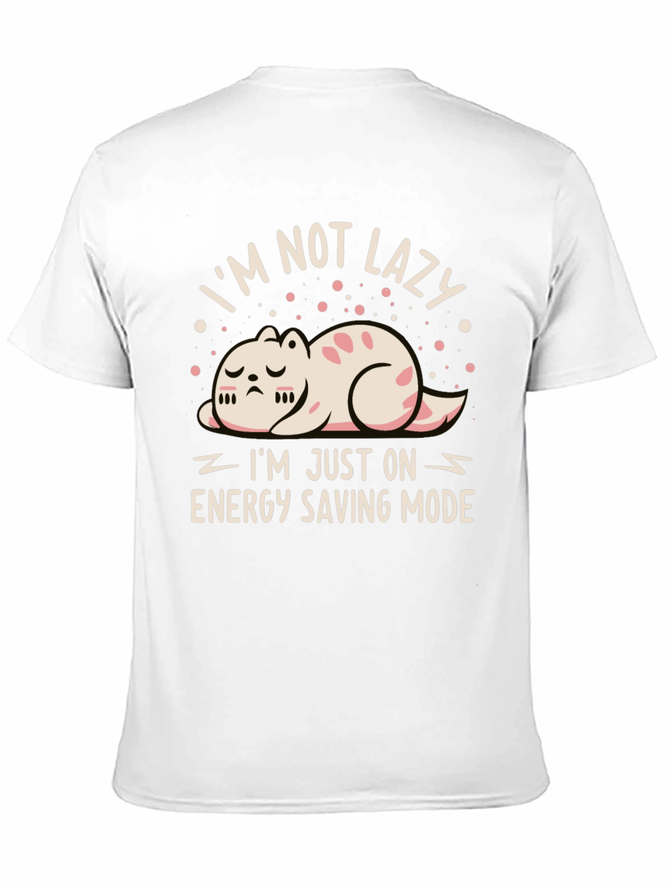 Funny Cat Energy Saving Mode Black T-Shirt