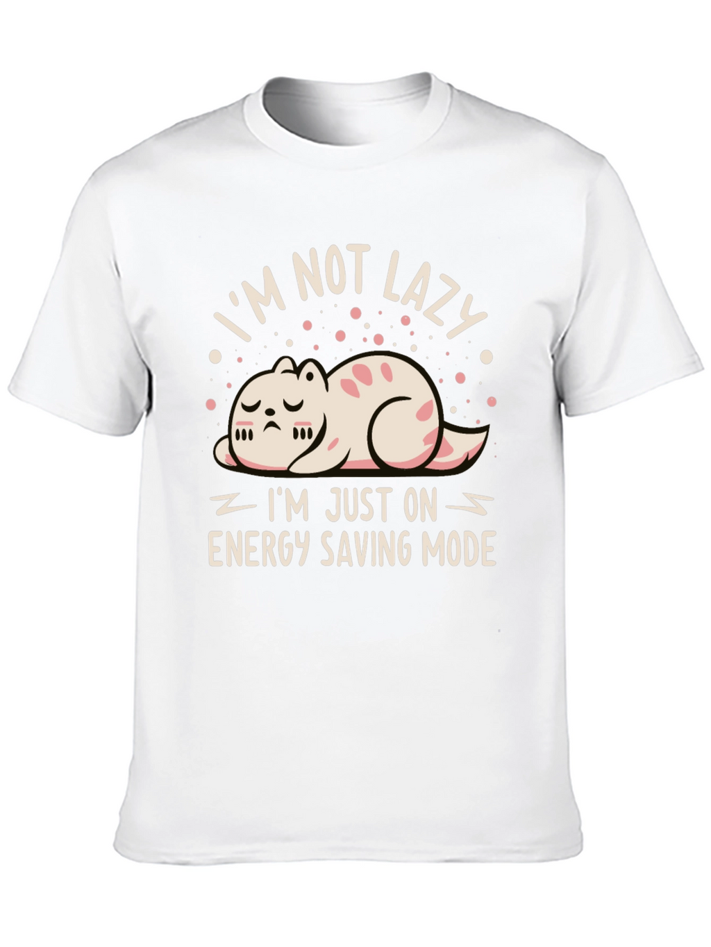Funny Cat Energy Saving Mode Black T-Shirt